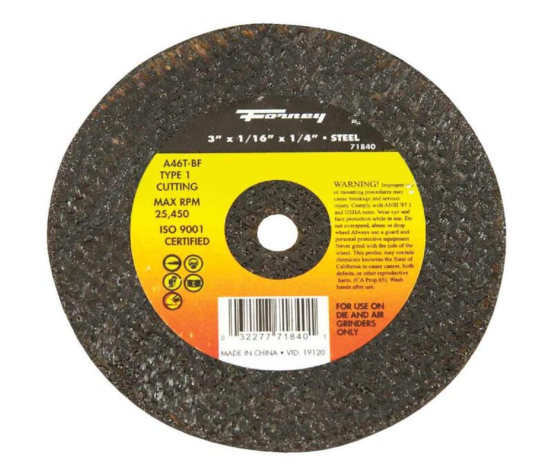  Forney  Steel Cut Off Wheel 3x1/16x1/4 Inch 1 Each 71840
