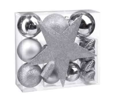 XMAS DECO KIT 18PCS SILVER