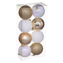 XMAS BALLS 8PCS 70MM GOLD/WHT