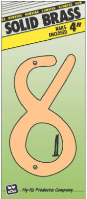  Hy-Ko Number 8 4 Inch Solid Brass 1 Each BR-40/8