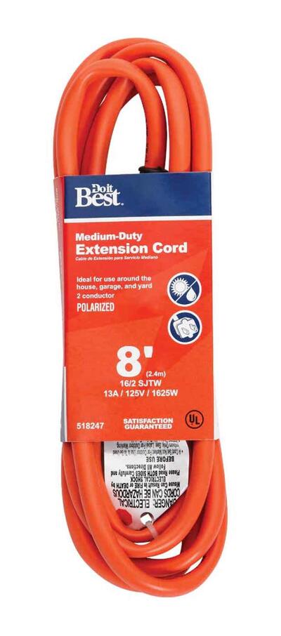 Do It Best Extension Cord  8 Foot  Orange 1 Each 550720