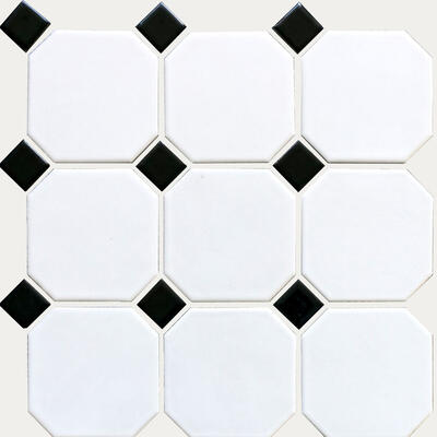 Mosaic Tile White Black Carr Oct Dia 12X12 1 Each BJ9514