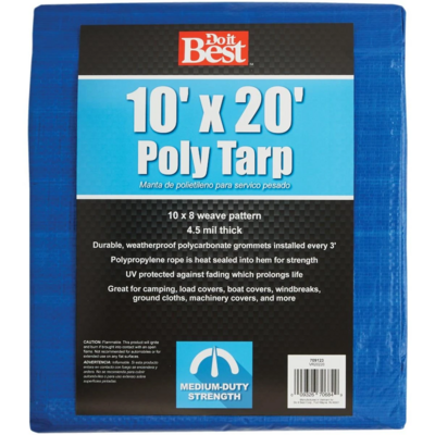  Do It Best Medium Duty Poly Tarp 10x20 Foot Blue 1 Each
