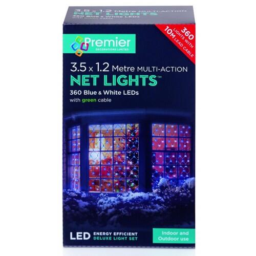 Premier Christmas Net Light Multi Action Led 360 Blue And White 1 Each