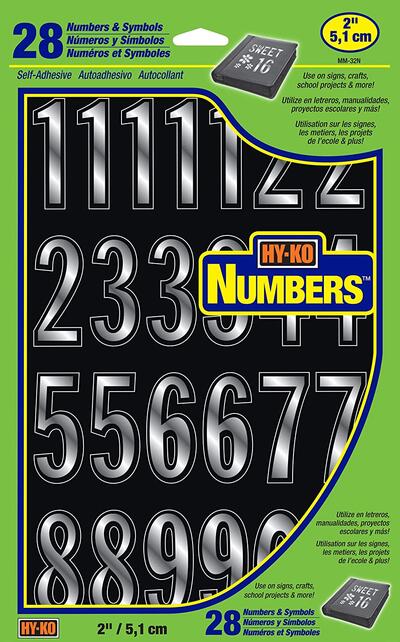  Hy-Ko Prism Number Set 2 Inch  Silver 1 Each MM-32N