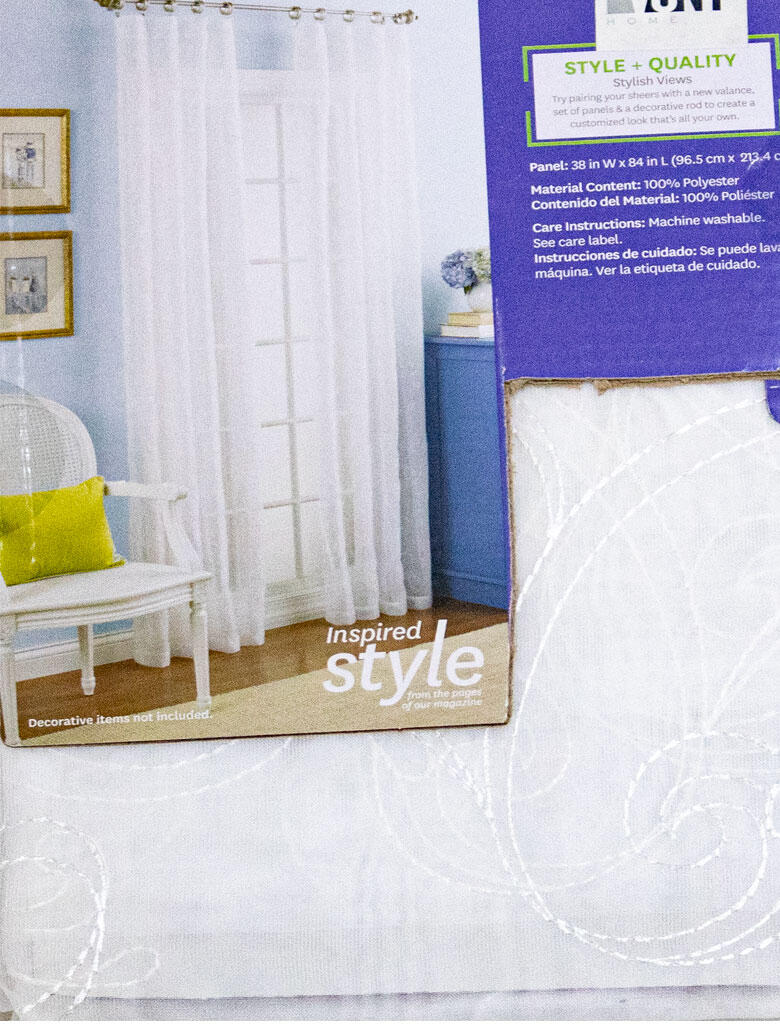 CURTAIN EMB SHEER PANEL WHT