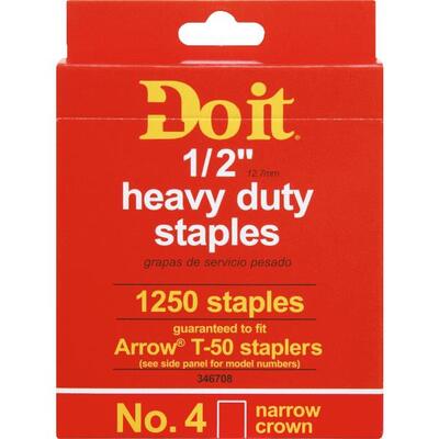  Arrow Heavy Duty Narrow Crown Staple 1/2 Inch 1250 Pack  346708