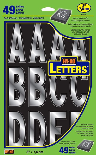  Hy-Ko Prism Letter Set 3 Inch  Silver 1 Each MM-33L