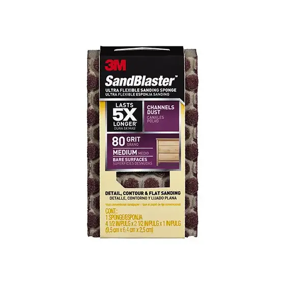  3M Ultra Flexible Sanding Sponge 80 Grit  4.5x2.5x1 Inch  1 Each 20908-80-UFS