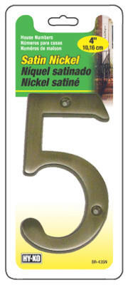  Hy-Ko Prestige Series House Number 5 4 Inch Satin Nickel 1 Each BR-43SN-5