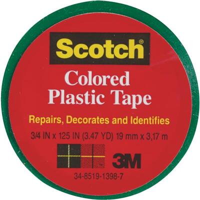  Scotch Plastic Tape 3/4 Inchx125 Inch Green 1 Roll 190GN