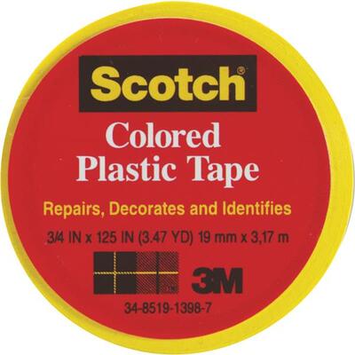  Scotch Plastic Tape 3/4 Inchx125 Inch Yellow 1 Roll 190YL