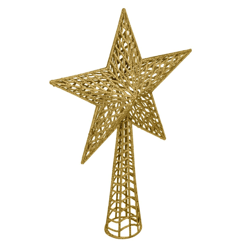 GLITTER STAR TREE TOP 38CM GOL