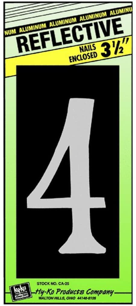  Hy-Ko Reflective Number 4 3-1/2 Inch  Aluminum  1 Each CA-25/4