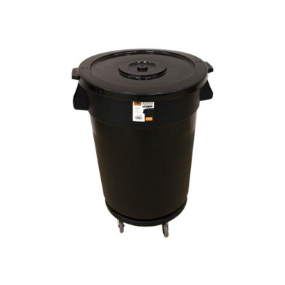 WASTEBASKET W/WHEEL 130L BLK