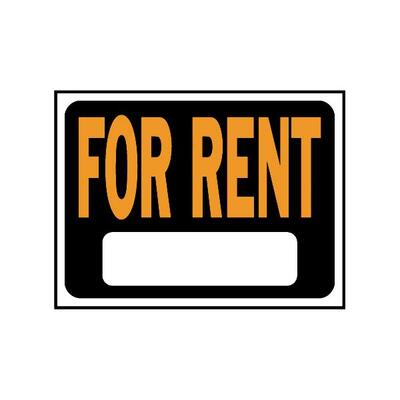  Hy-Ko For Rent Sign  9x12 Inch  Orange And Black 1 Each 3005