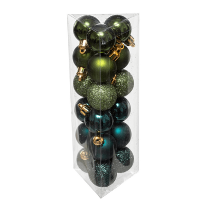 XMAS BALLS 18PCS 30MM GREEN