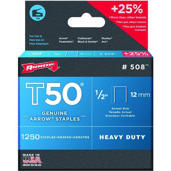  Arrow  Heavy Duty Staple T50 1/2 Inch  1250 Pack 50824