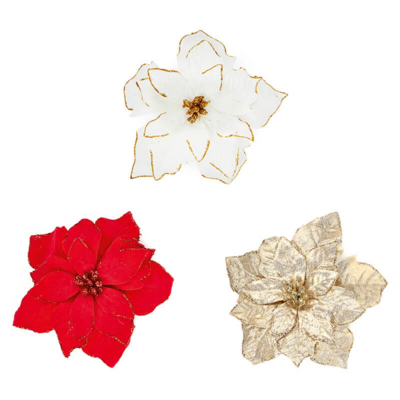 POINSETTIA CLIP WHT/RED